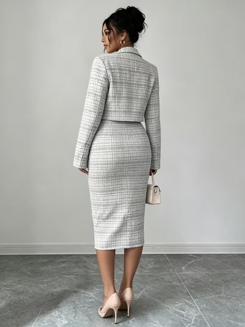 Celeste Plaid Tweed Set