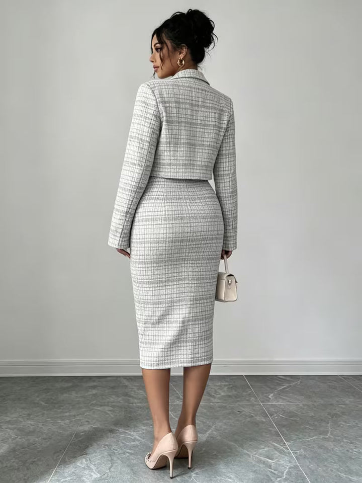 Celeste Plaid Tweed Set