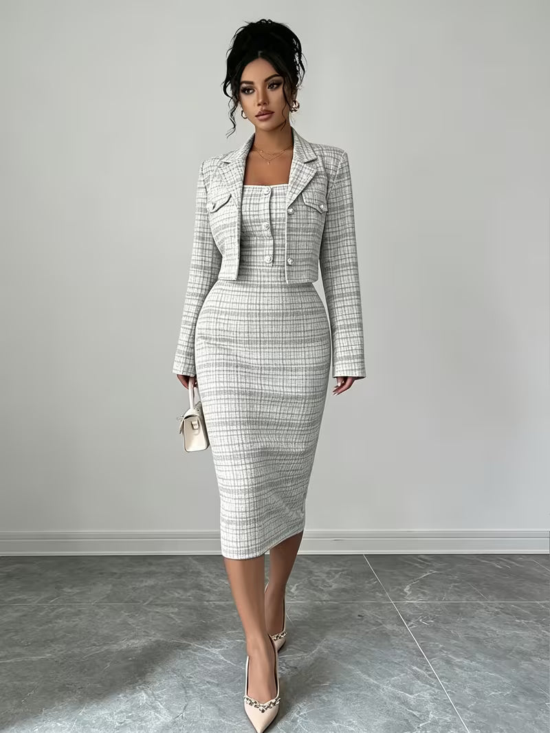 Celeste Plaid Tweed Set