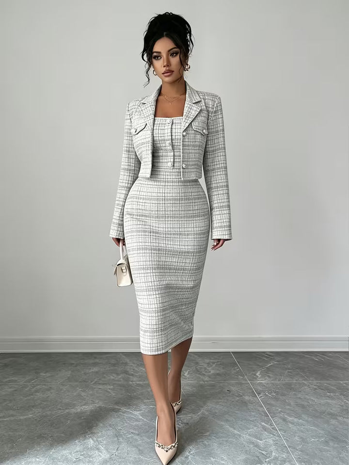 Celeste Plaid Tweed Set