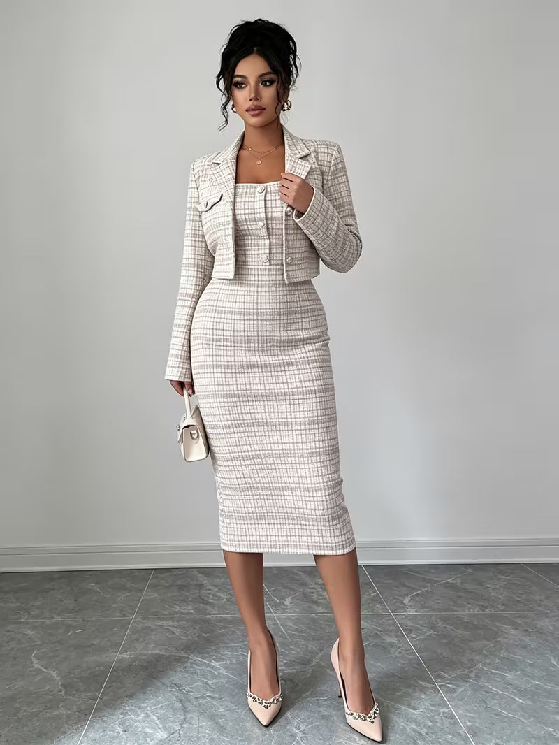 Celeste Plaid Tweed Set