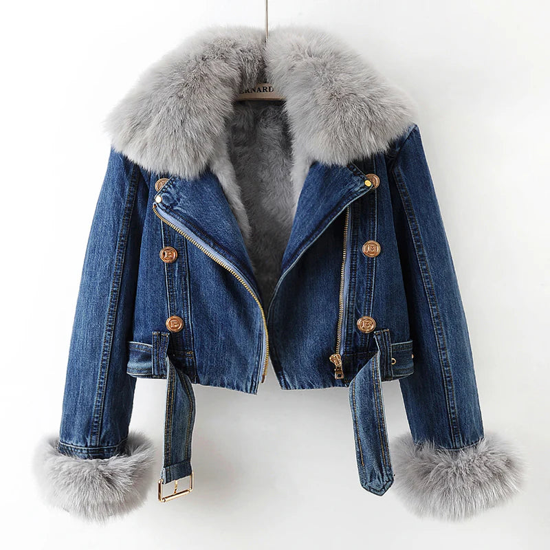 Arianna Denim Fur Jacket