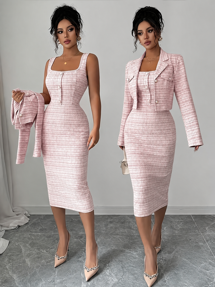 Celeste Plaid Tweed Set