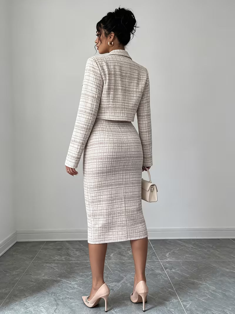 Celeste Plaid Tweed Set