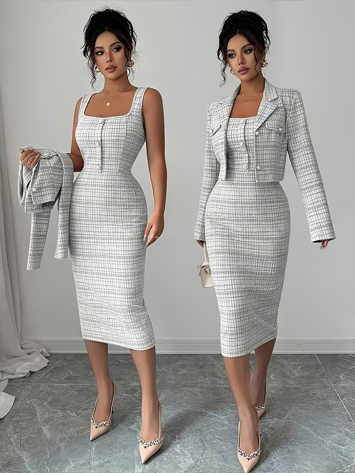 Celeste Plaid Tweed Set
