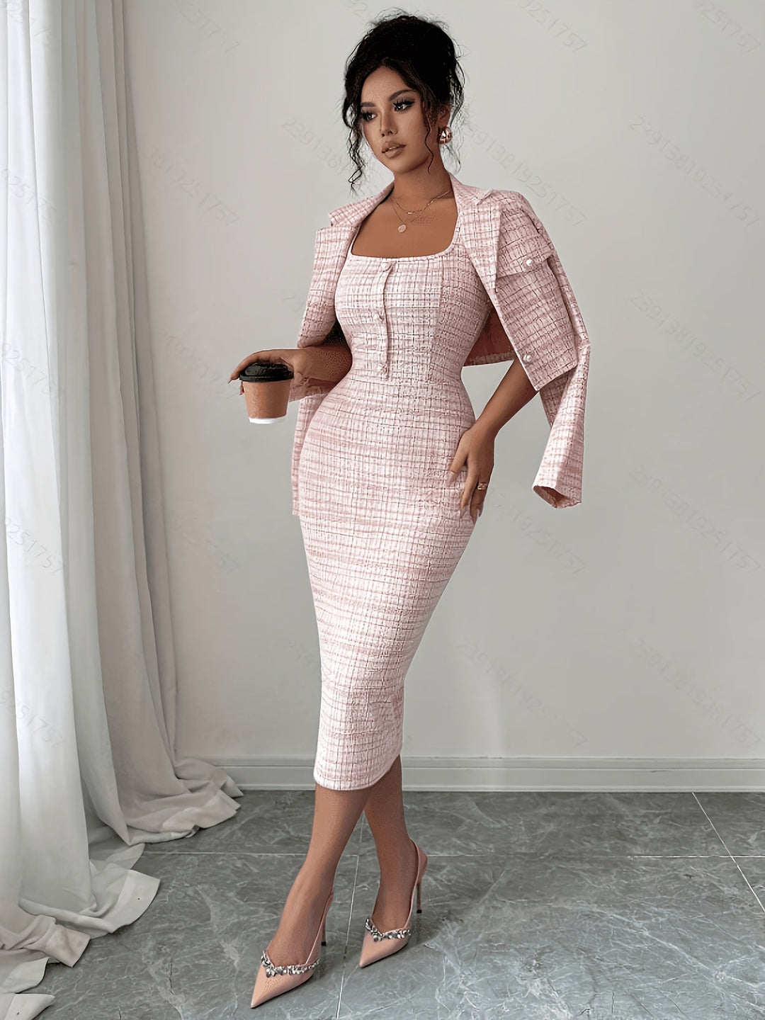 Celeste Plaid Tweed Set